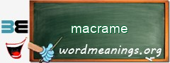 WordMeaning blackboard for macrame